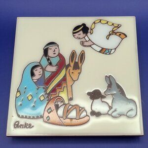 FINAL CLEARANCE Anke Masterworks Native American Southwestern Nativity Tile 6”